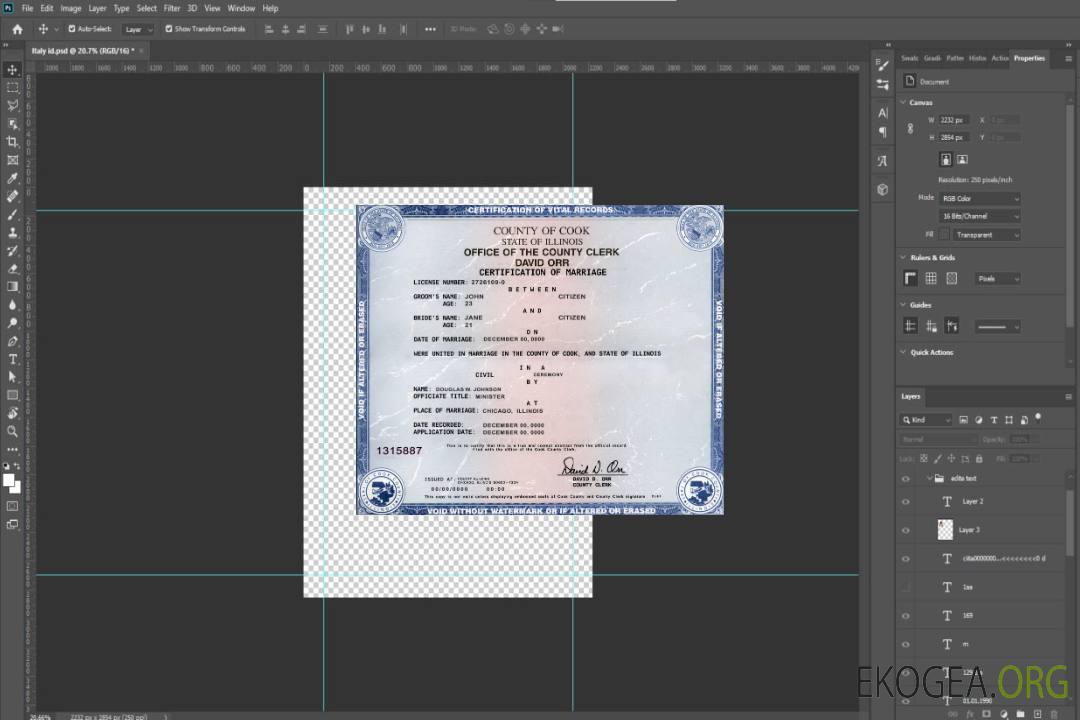 Modèle de certificat de mariage de l'État de l'Illinois aux États-Unis au format PSD template Modèle de certificat de mariage de l'État de l'Illinois aux États-Unis au format PSD template